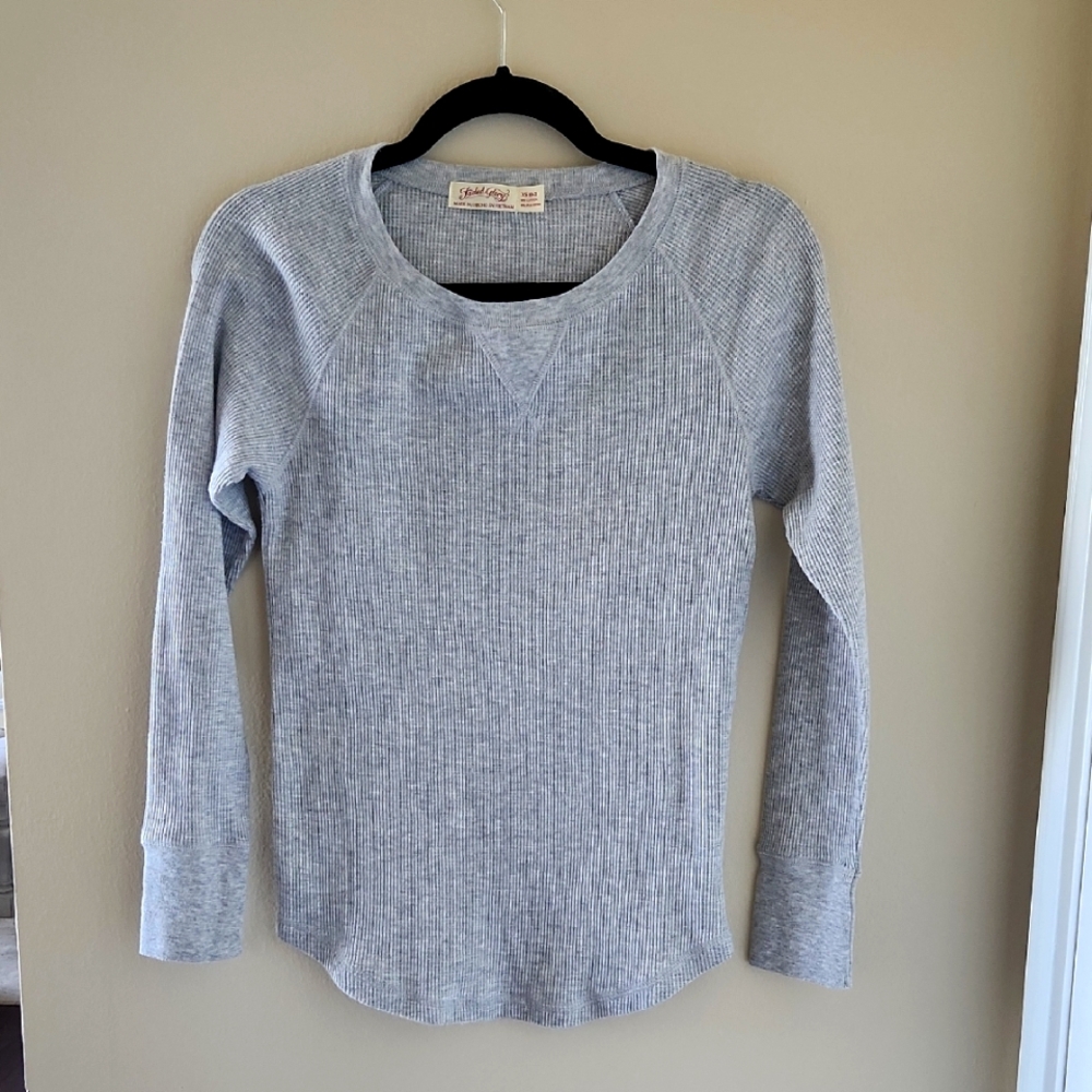 Faded Glory Light Gray Waffle Long Sleeve Shirt